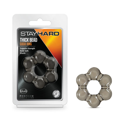 Blush Stay Hard Thick Bead Cock Ring – Black – Stretchy and Comfortable