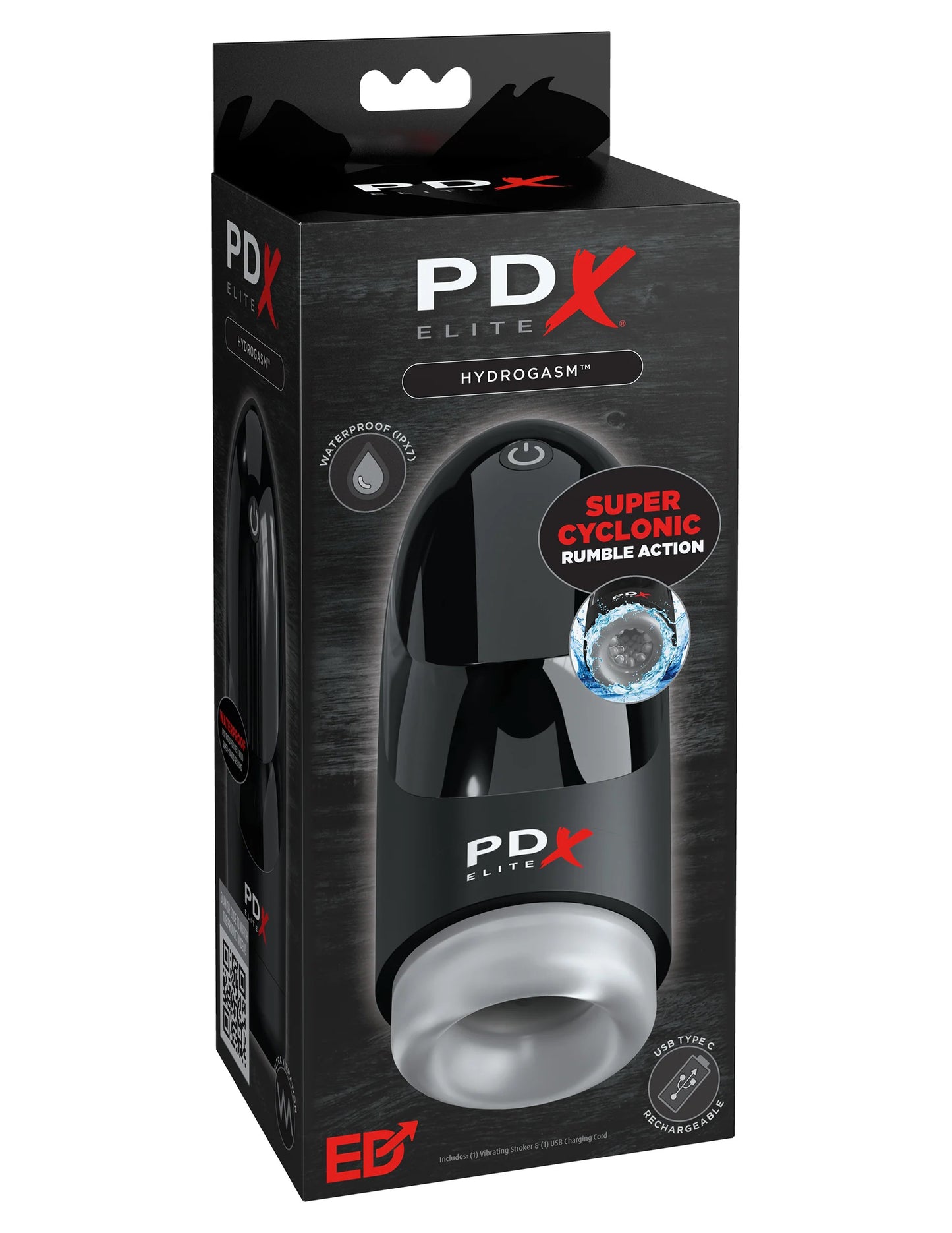 Pipedream Hydrogasm Vibrating Stroker with Rotational Action - Black