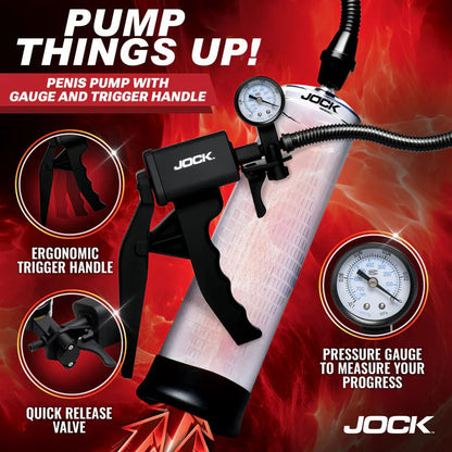 Curve Toys Pump Up Penis Pump With Gauge and Trigger Handle - Clear