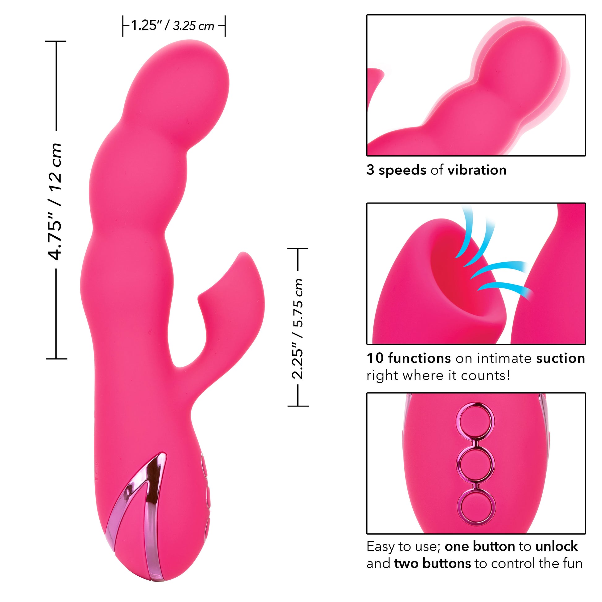 California Dreaming Oceanside Orgasm Massager – Pink with Multi-Function Suction and Vibration