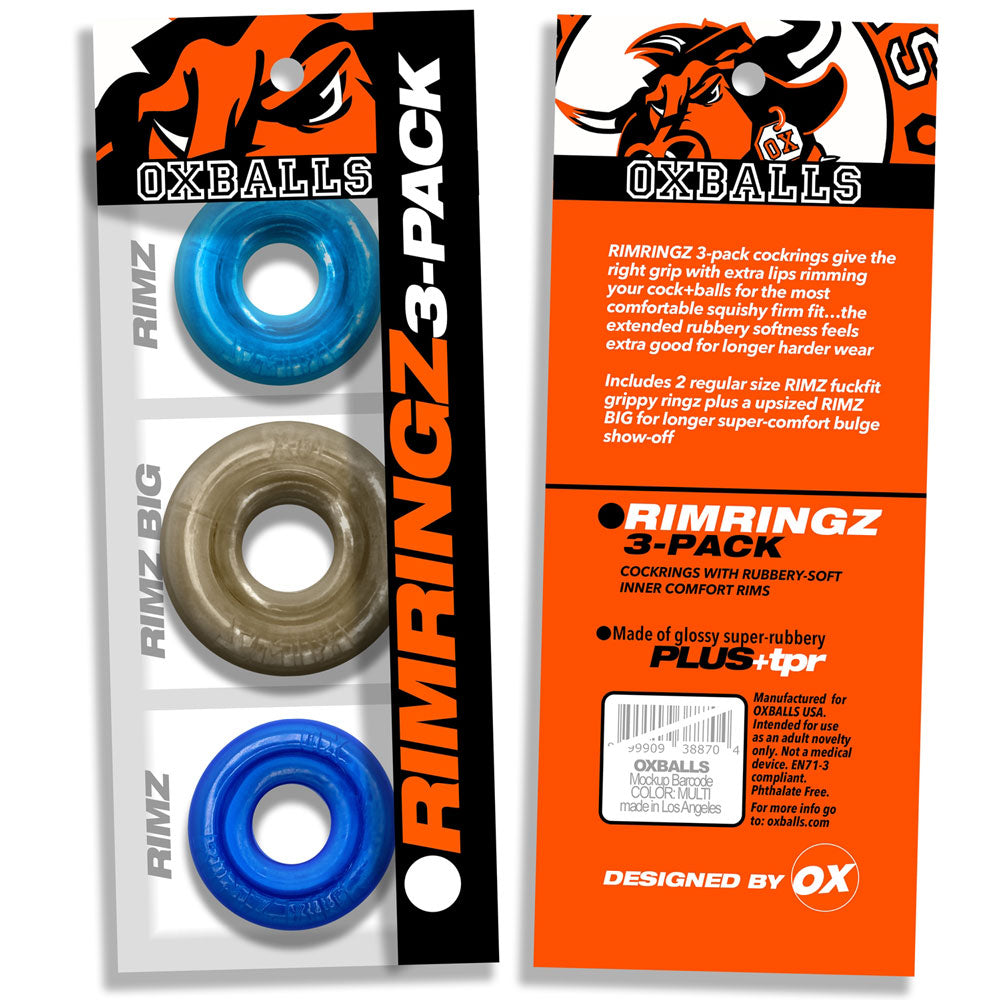 Oxballs Rimringz Multi Size 3 Pack Cockrings – Blue