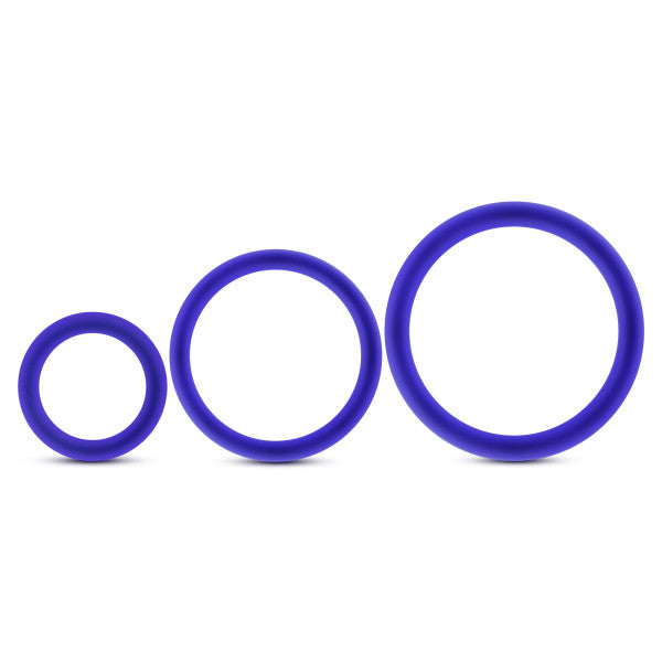 Blush Performance Vs4 Pure Premium Silicone Cockring Set – Indigo – 3 Sizes