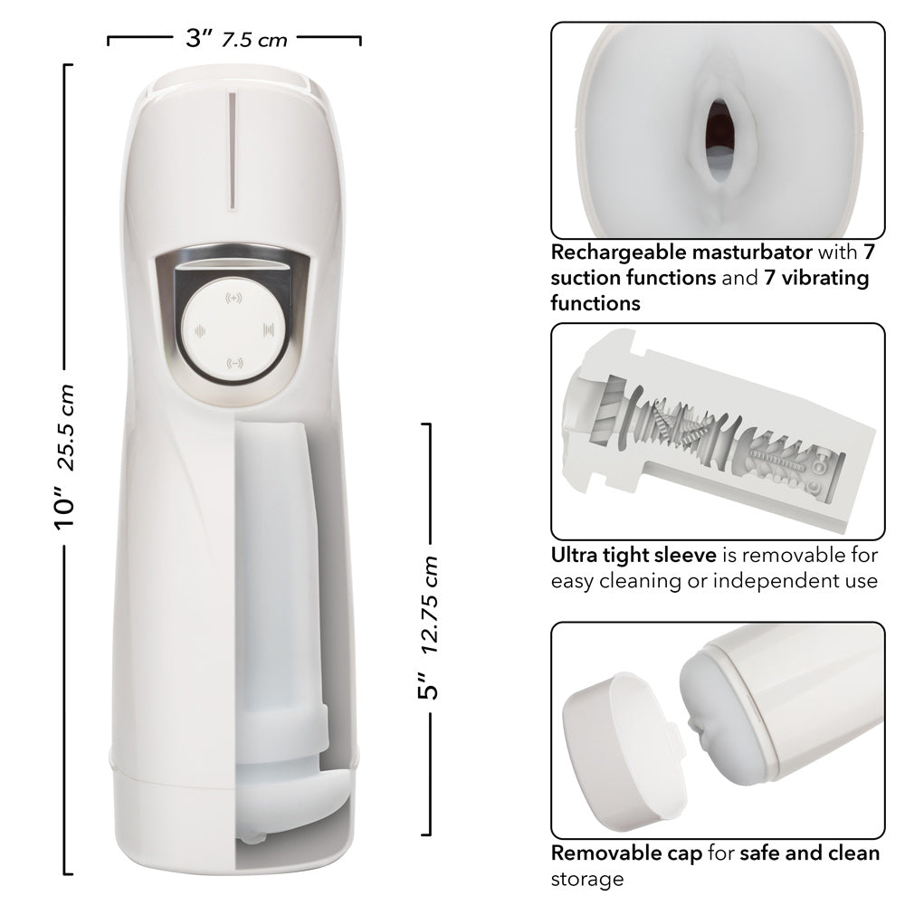 CalExotics Optimum Power Life-like Pulsar Stroker - White - Multi-Function Rechargeable Device