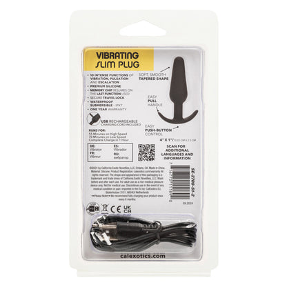 CalExotics Boundless Vibrating Slim Plug - 10 Function Waterproof Probe - Black