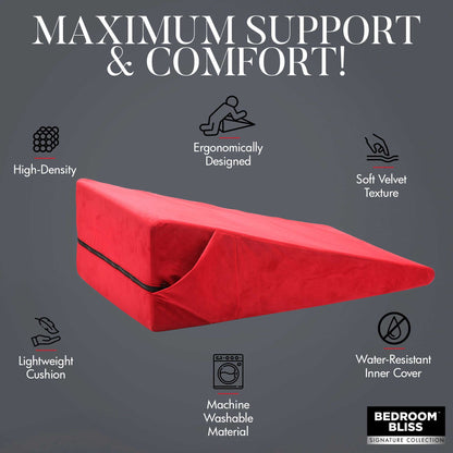 XR Brands Xl-Love Cushion Large Wedge Pillow - High-Density Foam - Red