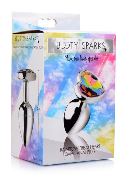 Rainbow Prism Heart Anal Plug - Small - Nickel Free Aluminum Alloy - Multi Color
