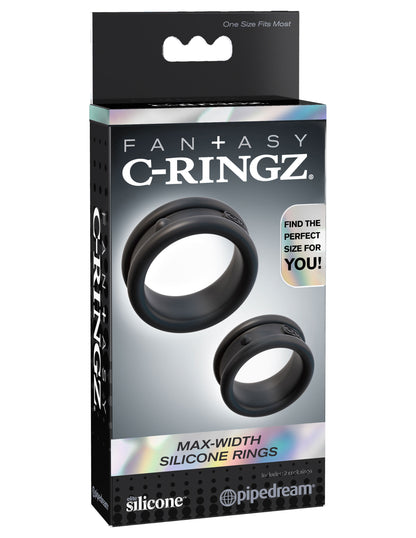 Fantasy C-Ringz Max Width Silicone Rings - Black - Performance Rings for Enhanced Erections