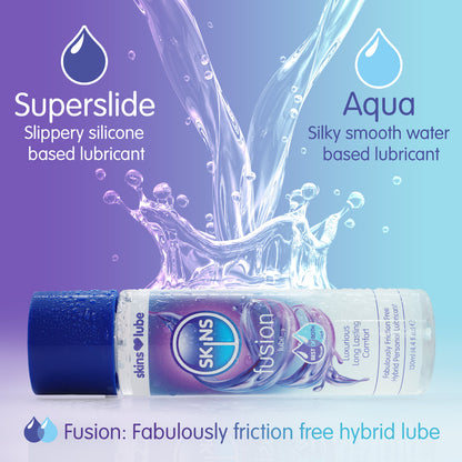 Skins Fusion Hybrid Silicone and Water-Based Lubricant 4.4oz – Clear