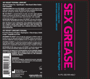 Westridge Labs Sex Grease Water Based Personal Lubricant 4.4 Oz – Clear
