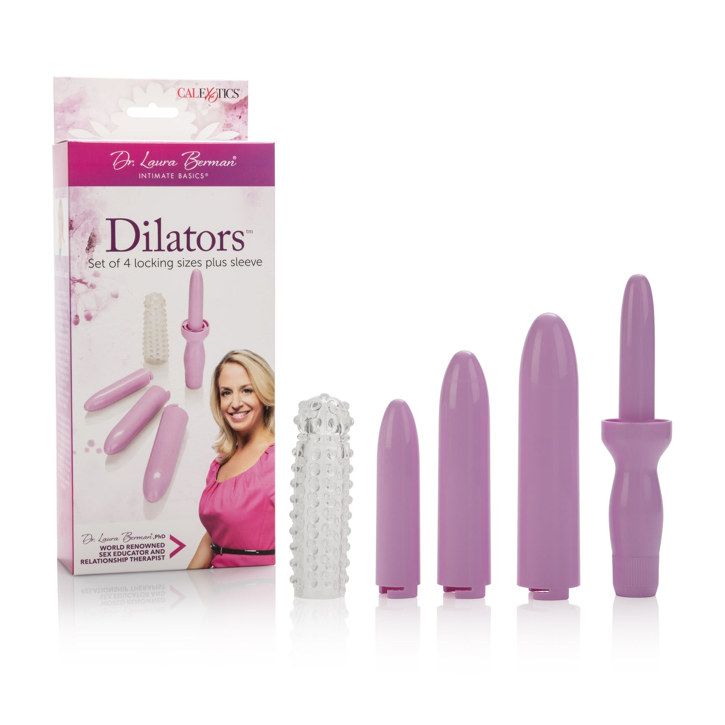 Dr. Laura Bernam Dilator Set - 4 Locking Sizes with Vibrating Massager - Purple