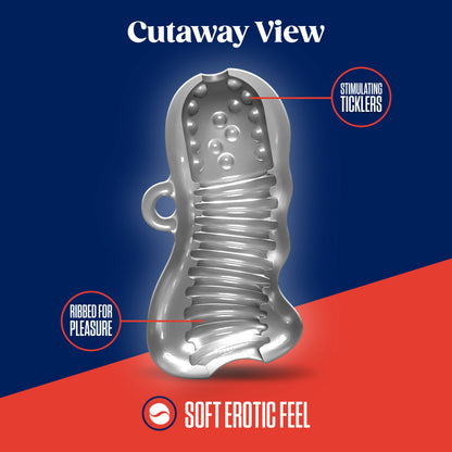 Rize Squeezy – Clear Male Stroker with Multi-Textured Chambers