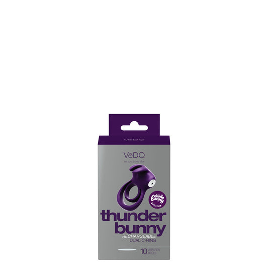 VeDO Thunder Bunny Rechargeable Dual Ring – Purple with Multi-Function Vibrations