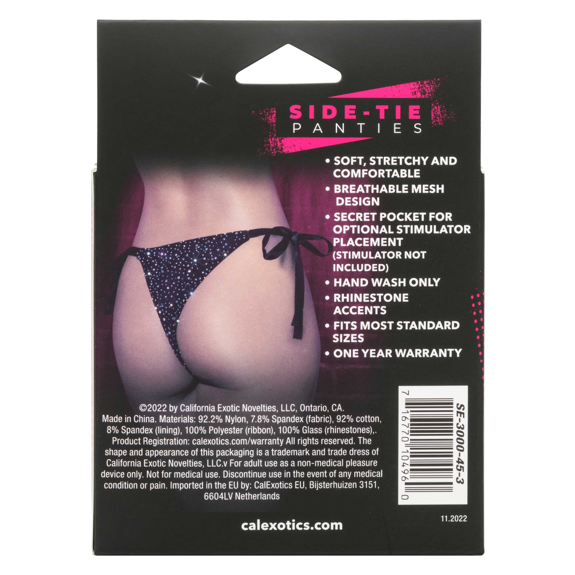 CalExotics Radiance Side Tie Panties - Black - Rhinestone Accents