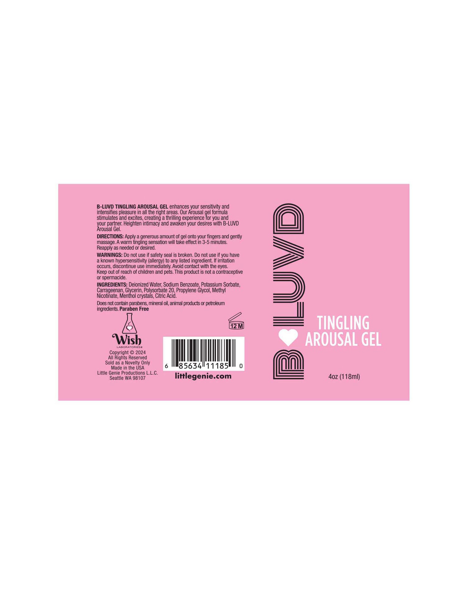 B-Luvd Arousal Gel 4oz – Water-Based Intimacy Enhancer