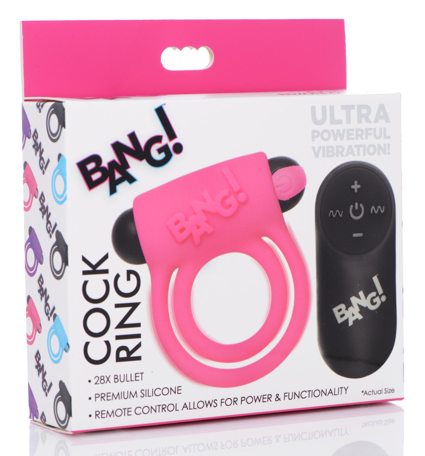 Bang Silicone Cock Ring and Bullet with Remote Control – Pink
