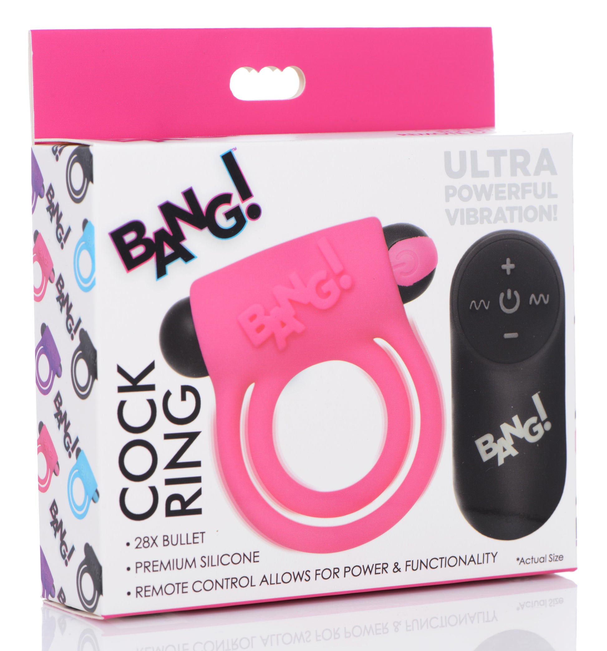 Bang Silicone Cock Ring and Bullet with Remote Control – Pink