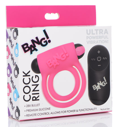 Bang Silicone Cock Ring and Bullet with Remote Control – Pink