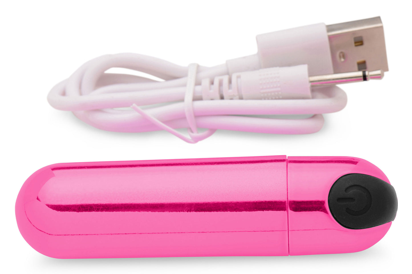 XR Brands 10x Rechargeable Vibrating Metallic Bullet - Pink - Waterproof, Multi-Function