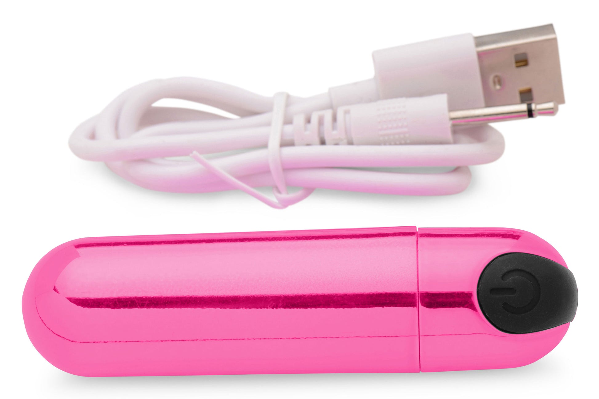 XR Brands 10x Rechargeable Vibrating Metallic Bullet - Pink - Waterproof, Multi-Function