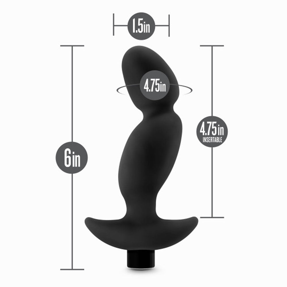 Anal Adventures Platinum Silicone Vibrating Prostate Massager - Curved for Prostate Stimulation - Black
