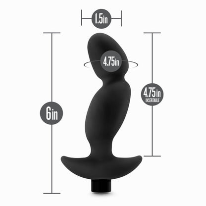 Anal Adventures Platinum Silicone Vibrating Prostate Massager - Curved for Prostate Stimulation - Black