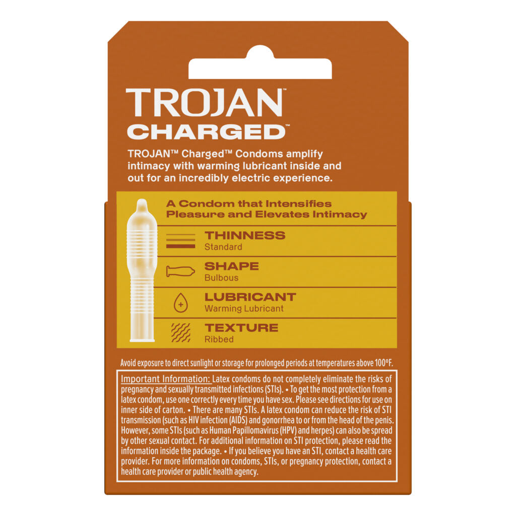 Trojan Charged Orgasmic Pleasure Condoms - 3 Pack