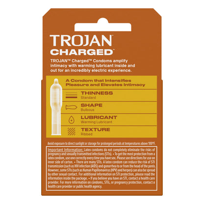 Trojan Charged Orgasmic Pleasure Condoms - 3 Pack