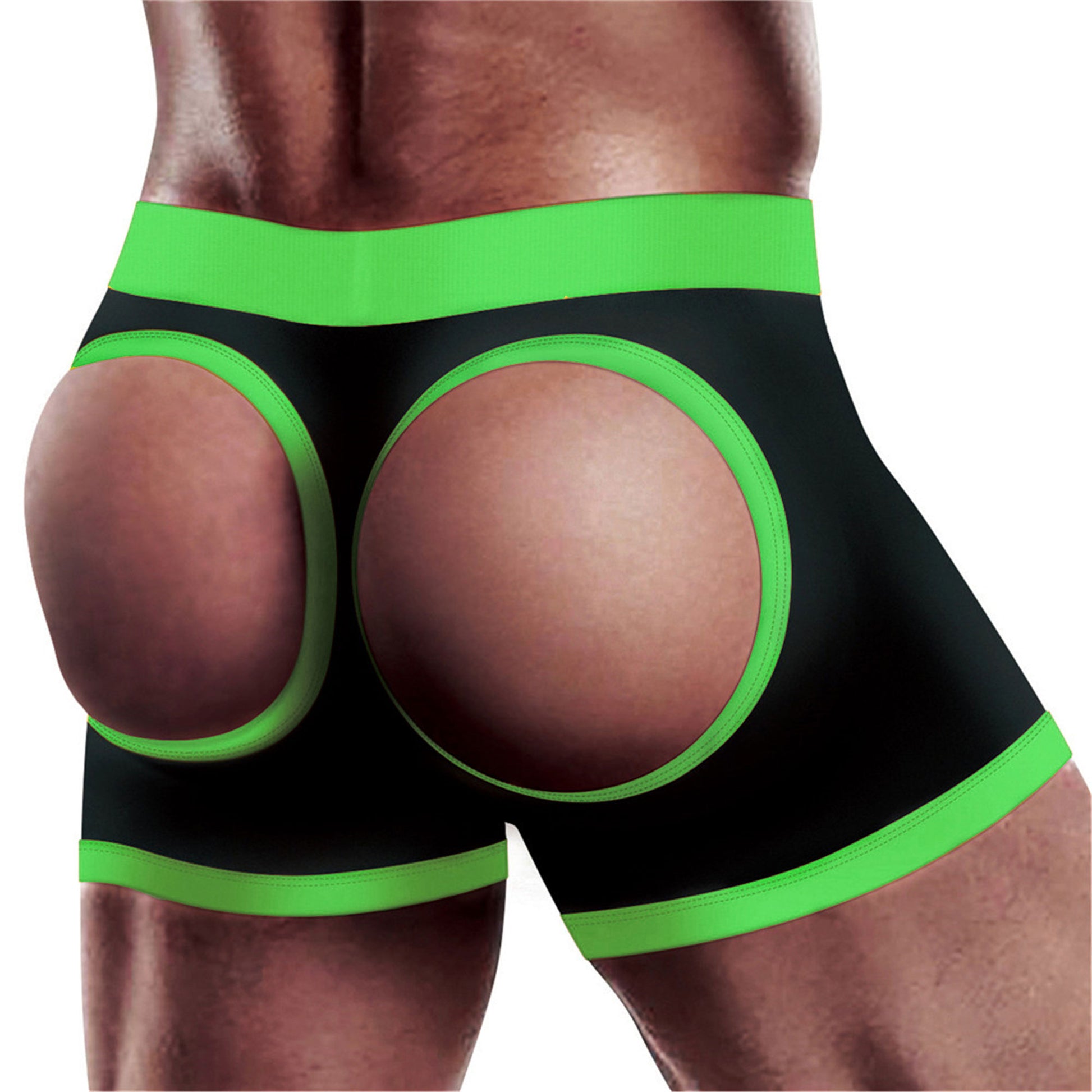 Viben Strap-On Boxer Shorts – Black/Green – M/L – Comfortable Harness Design