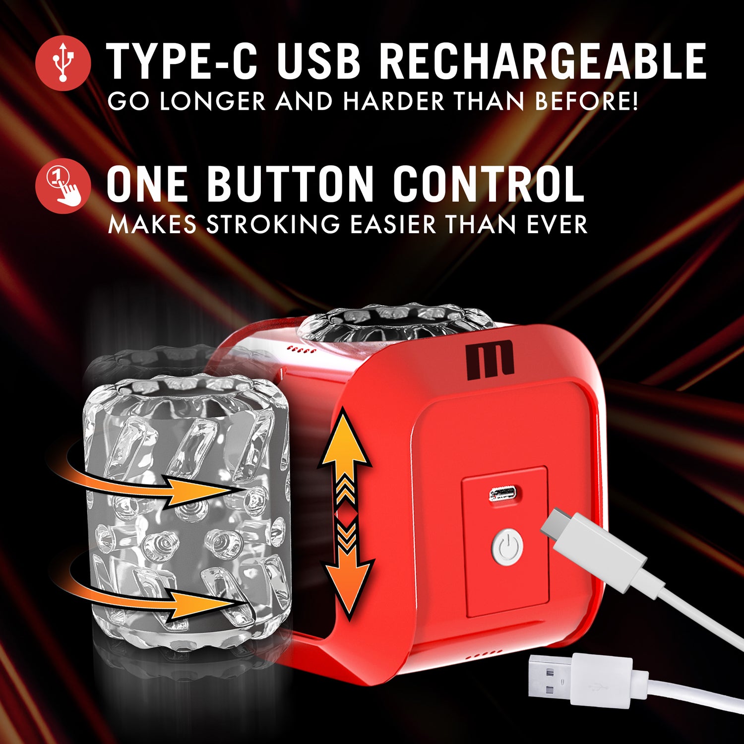 M for Men Slambox - Automatic Male Masturbator with 7 Modes - Red