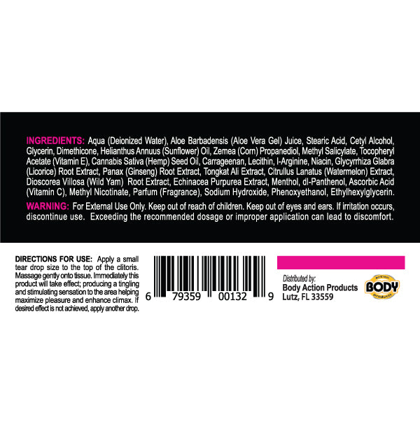 Body Action Hempleasure for Women Sample Packet – Maximum Strength Arousal Cream – 50 Pc Fish Bowl Display
