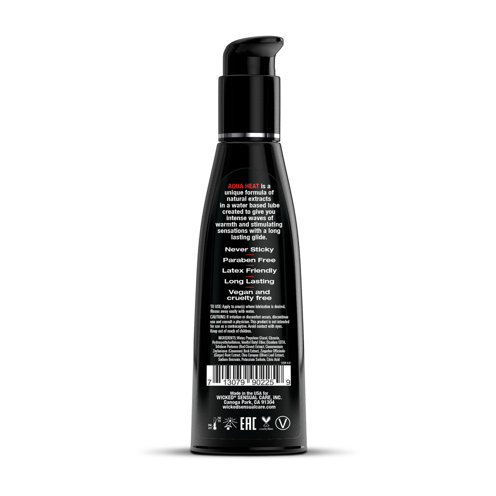 Wicked Aqua Heat Water Based Personal Lubricant – 4 Fl. Oz. – Warming