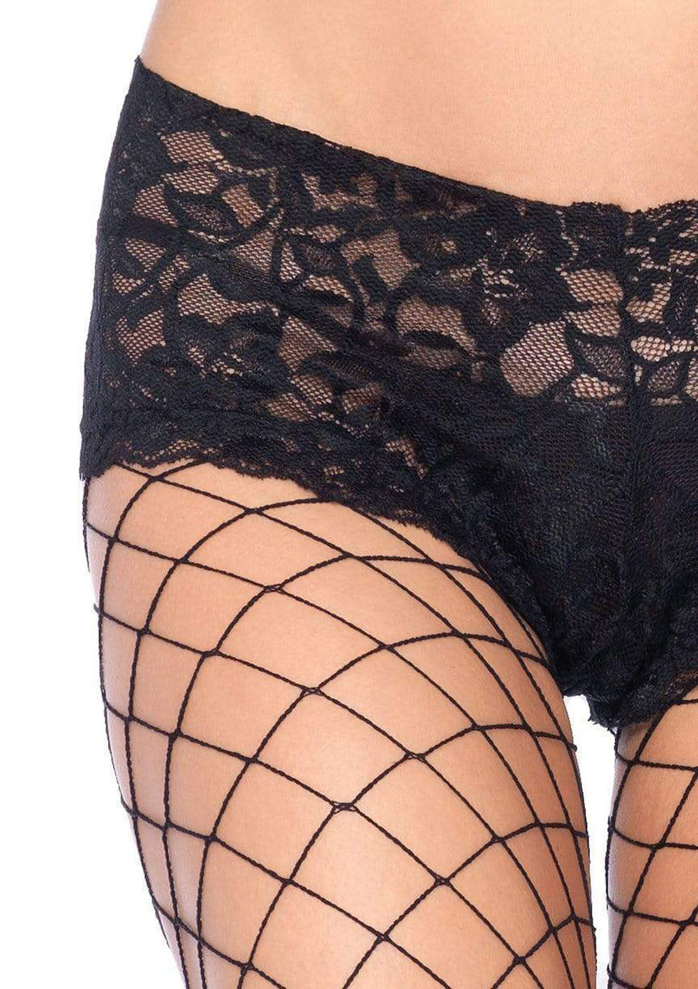 Leg Avenue Fence Net Boy Short Pantyhose – Queen Size – Black