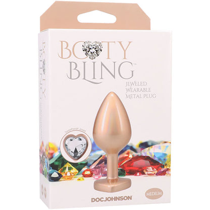 Doc Johnson Booty Bling Metal Heart Plug – Medium – Gold
