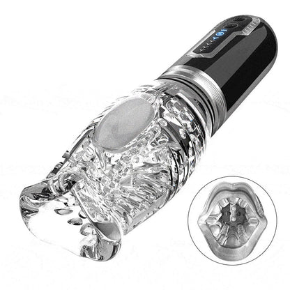 The Male Rose 3 Thrusting, Rotating, and Vibrating Rechargeable Oral Sex Penis Masturbator - Clear