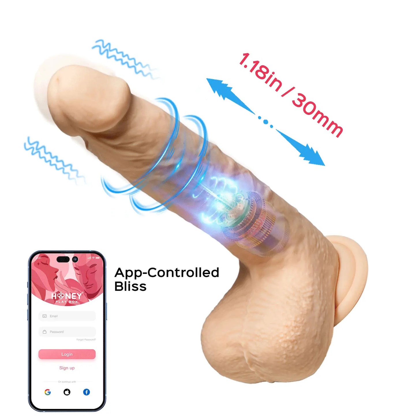 Honey Play Box Luis-App Controlled 8.5" Real Thrusting Dildo with Clit Licker - Beige