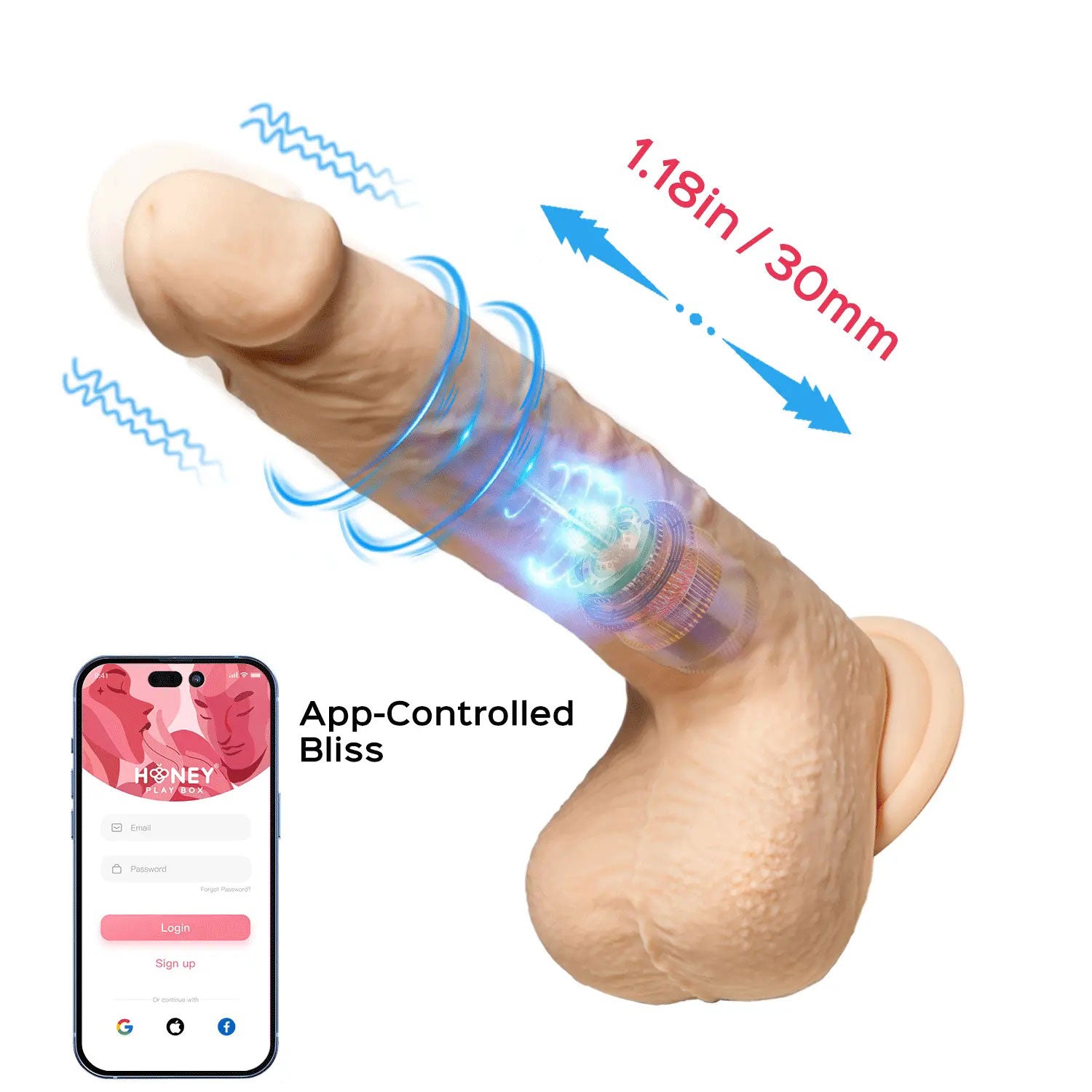 Honey Play Box Luis-App Controlled 8.5" Real Thrusting Dildo with Clit Licker - Beige