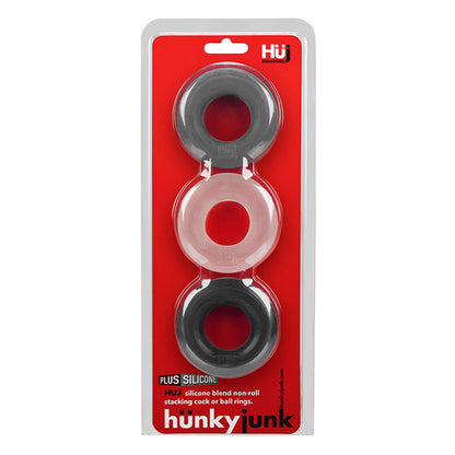 Hunkyjunk HUJ3 C-Ring 3 Pack - Super-Stretchy Grip - Multi