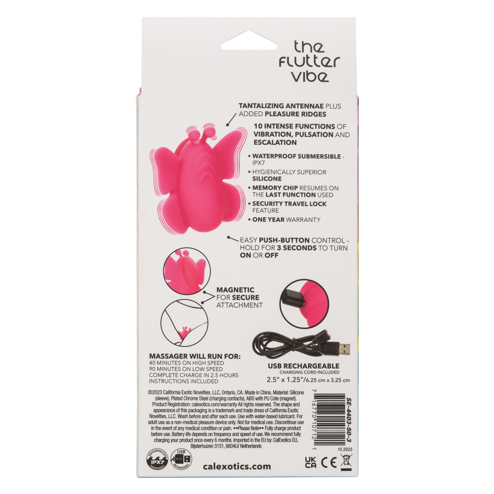 CalExotics Neon Vibes The Flutter Vibe - Pink - Multi-Function Waterproof Panty Vibe
