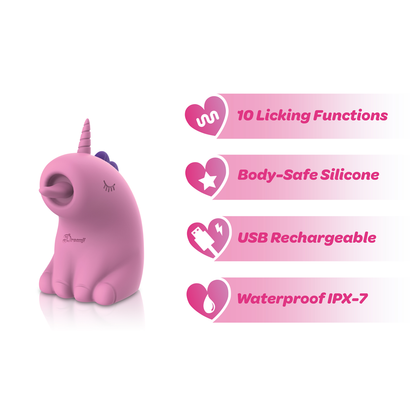 Dreamii Licks Licking Unicorn Stimulator - Multi-Speed Handheld Vibrator - Mystical Pink