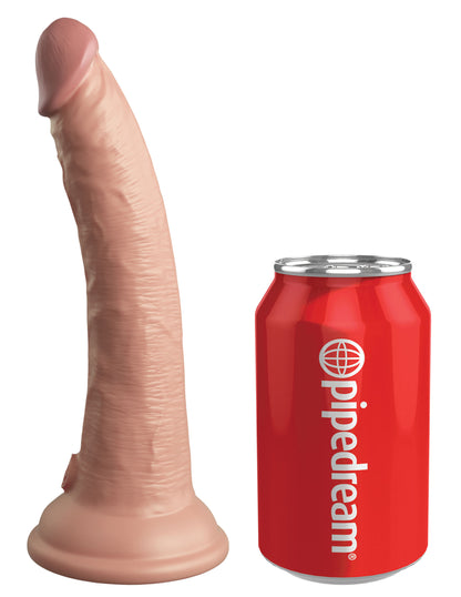 Pipedream King Cock Elite 7 Inch Vibrating Silicone Dual Density Cock with Remote – Beige