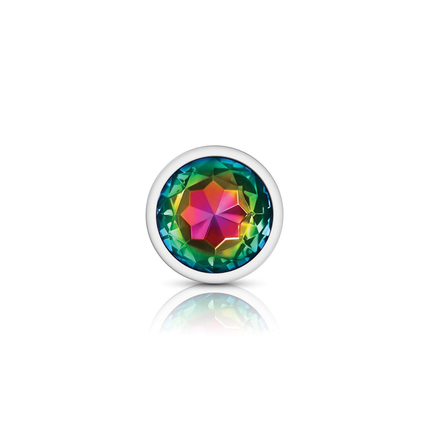 Cheeky Charms Rainbow Round Gem Silver Metal Anal Plug – Large