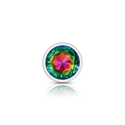 Cheeky Charms Rainbow Round Gem Silver Metal Anal Plug – Large