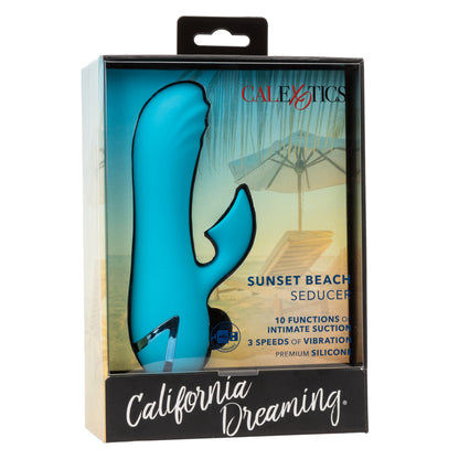 CalExotics California Dreaming Sunset Beach Seducer – Blue – Dual Stimulator with Vibration and Suction