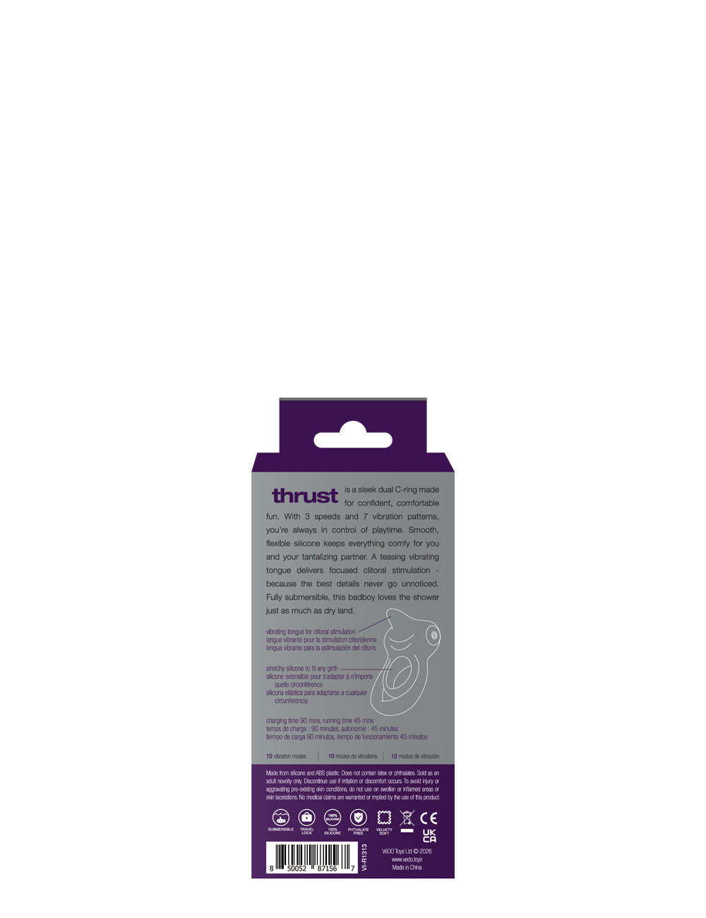 VeDO Thrust Rechargeable Silicone Vibrating Dual C-Ring Cock Ring – Purple