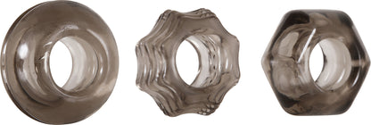 Evolved Novelties Triple Thick Cockrings – Gray – 3 Shapes with Pleasure Grooves