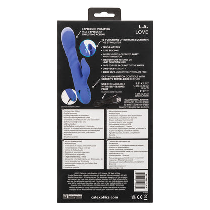 CalExotics L.A. Love Massager with Suction and Thrusting Action – Blue