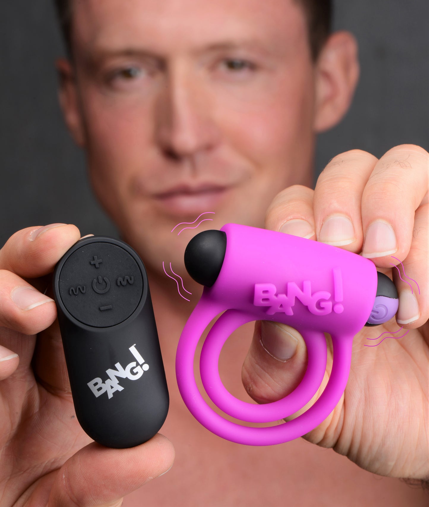 Bang Silicone Cock Ring and Bullet with Remote Control – Purple