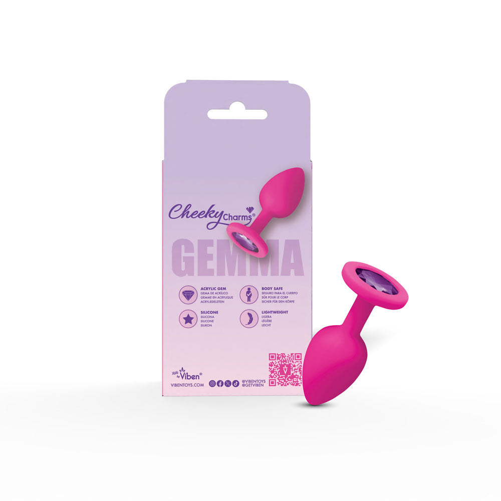 Cheeky Charms Gemma Purple Gem Pink Silicone Anal Plug – Small