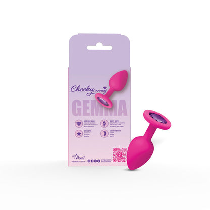 Cheeky Charms Gemma Purple Gem Pink Silicone Anal Plug – Small