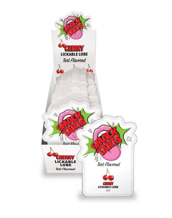 Little Genie SMACK Tarts Lube - Water-Based Intimate Lubricant, Sour Cherry Flavor, 3ml Pouch Display of 36